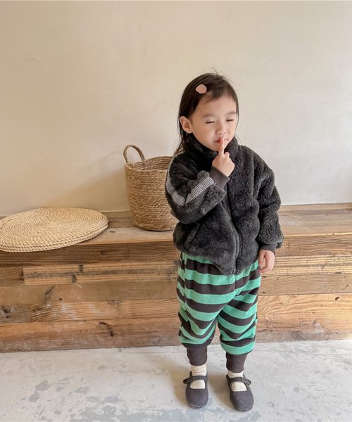 aimoha(aimoha（アイモハ）)/【aimoha－KIDS－】韓国子供服 暖かい中綿ボーダー柄テーパードパンツ ボア裏地/img13