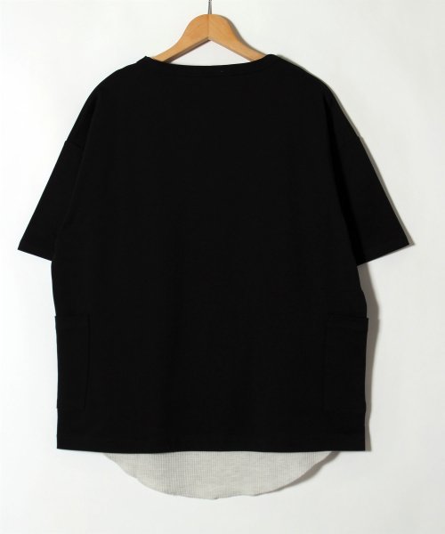 ALWAYS GOOD TIME NEW BASIC STORE(オールウェイグッドタイムニューベーシックストア)/【ＯＲＧＡＮＩＣ　ＣＯＴＴＯＮ】ドロップショルダーダブルポケットスムースＴシャツ×オーガニックコットンワッフルタンクトップ　リアルレイヤードアンサンブルＴシャツ/img13