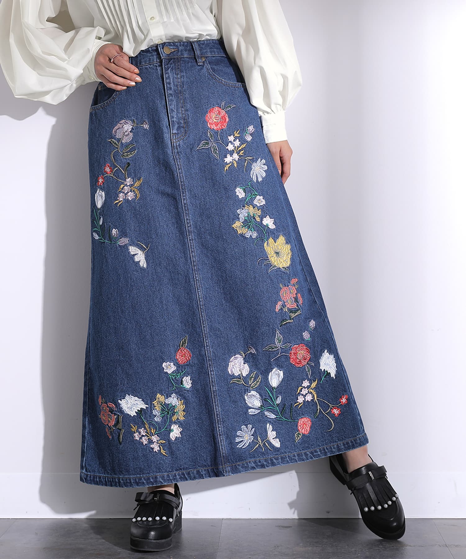 花柄刺繍デニムスカート』(504566297) | オシャレウォーカー