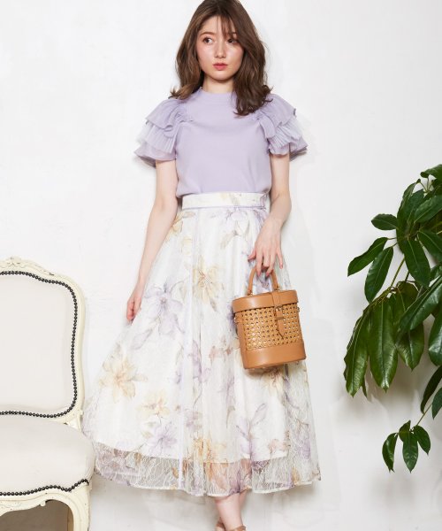 配色ライン花柄スカート ノエラ Noela Magaseek
