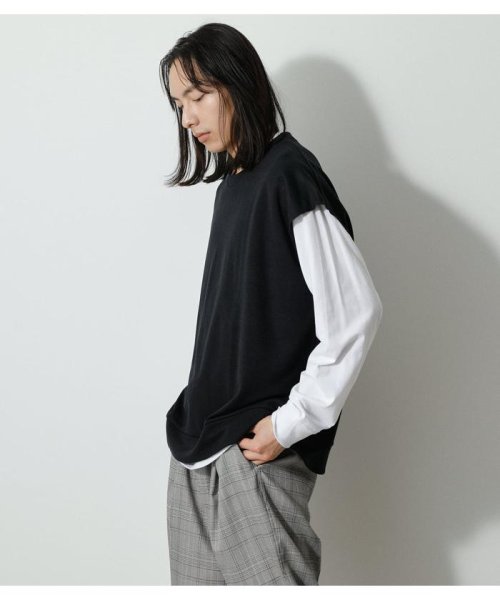 AZUL by moussy(アズールバイマウジー)/VEST SET LONG TEE/img01