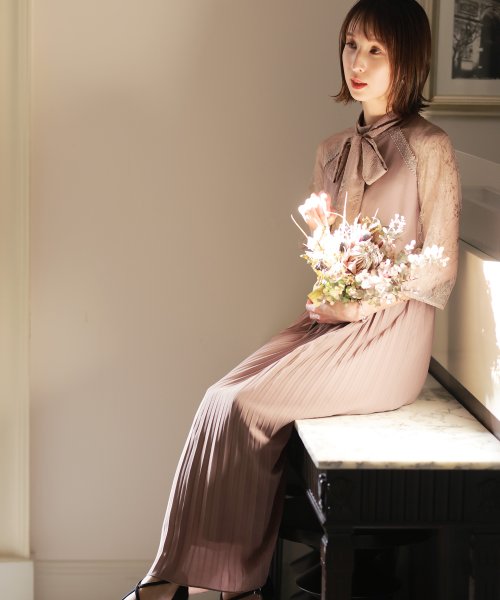 PourVous(プールヴー)/ネックリボンプリーツスカートドレス 結婚式 ワンピース パーティードレス/img11