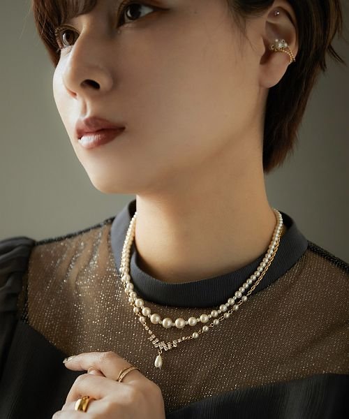 ネックレス レディース パール ビジュー 結婚式 アクセサリー 2連ネックレス パールネックレス プレゼント ジュエリー ゴールド パーティー 大人 フォーマル ニアナ Niana Magaseek