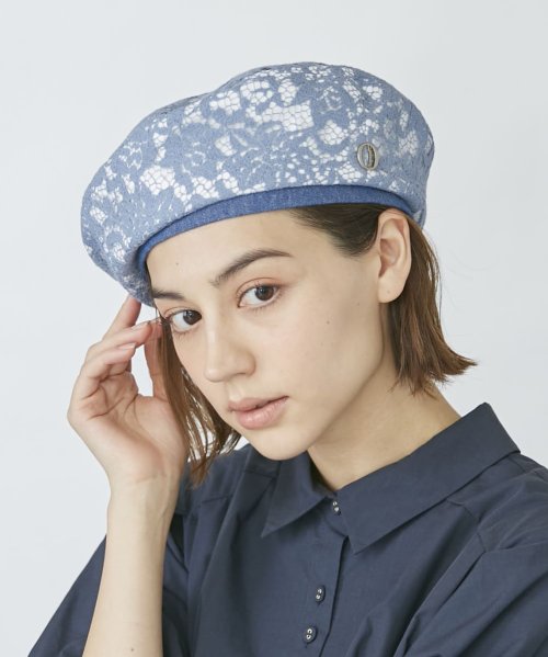 Chapeaud'O(Chapeaud’O)/Chapeau d' O Flower Lace Denim Beret/img12