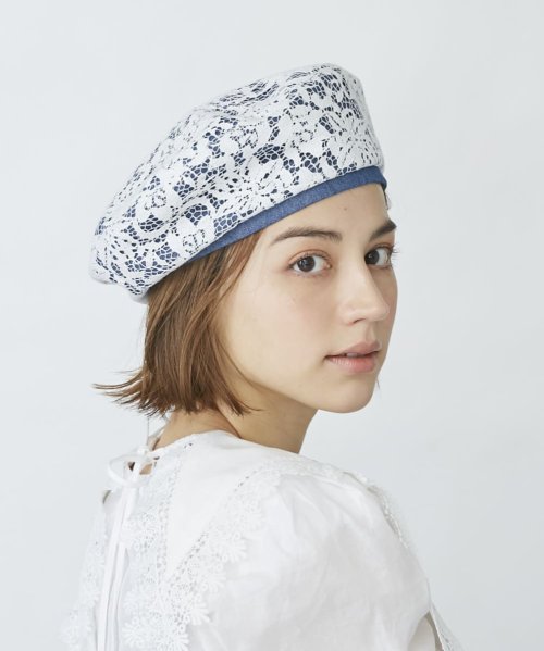 Chapeaud'O(Chapeaud’O)/Chapeau d' O Flower Lace Denim Beret/img15