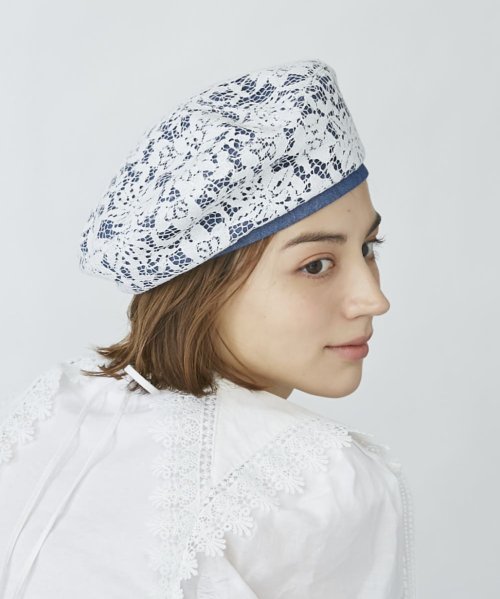 Chapeaud'O(Chapeaud’O)/Chapeau d' O Flower Lace Denim Beret/img21