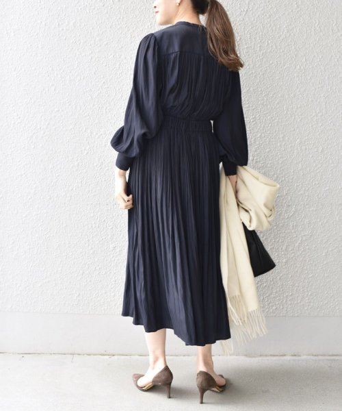 手洗い可能 ドットソリッドプリーツワンピース シップス ウィメン Ships Women Magaseek