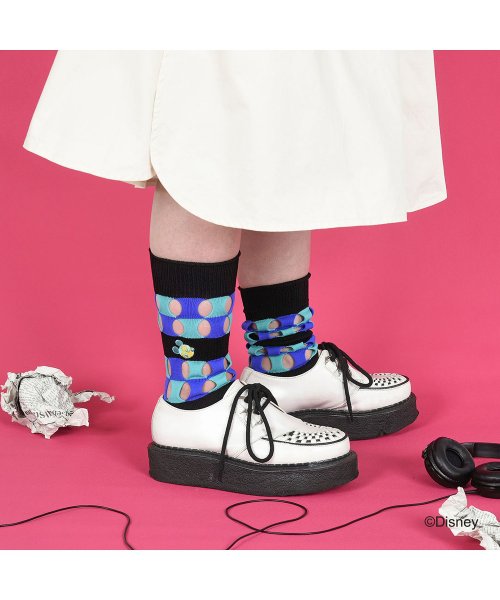 福助 公式 靴下 レディース Disney ディズニー ミッキー 刺繍 穴あき柄 クルー丈 0 1263 Br 23 25cm ホワイト 子供 フクス ディズニー Disney Magaseek