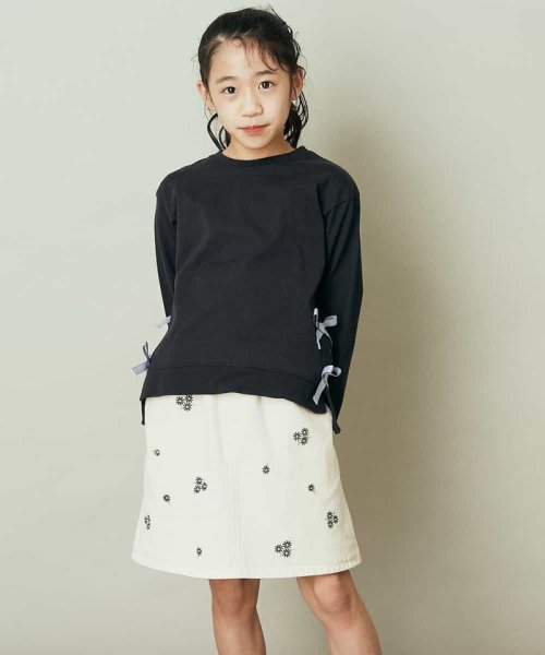 a.v.v(KID'S)(アー・ヴェ・ヴェキッズ)/[140－150]【毛玉になりにくい】サイドリボン長袖Tシャツ/img10