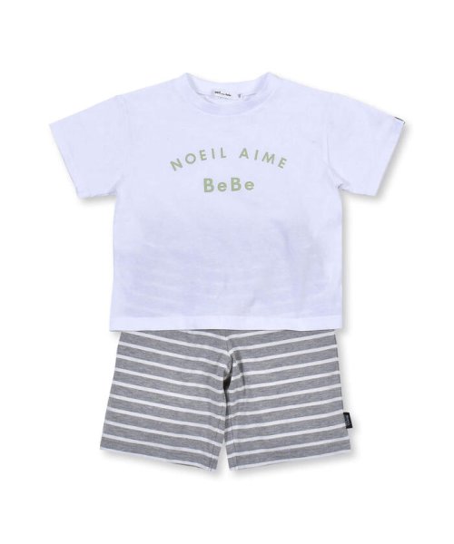 Noeil aime BeBe(ノイユ　エーム　べべ)/2点 セット ロゴ プリント Tシャツ + ボーダー パンツ (80~130cm/img11