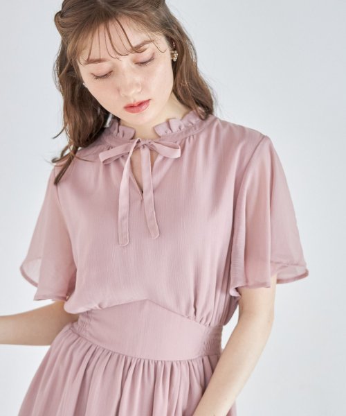 tocco closet(トッコクローゼット)/りぼん付きプチフリルネック楊柳シフォンワンピース/img19