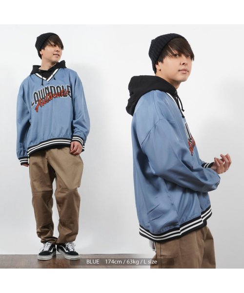 1111clothing(ワンフォークロージング)/トレーナー メンズ オーバーサイズ レディース プルオーバー ◆カレッジロゴ Vネック プルオーバーシャツ◆ カレッジ 刺繍 トップス 長袖 ビッグシルエット /img11