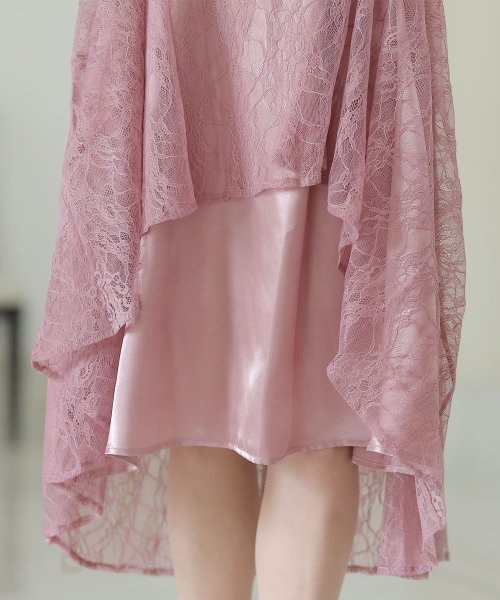 シフォン切替スリーブAラインワンピース 結婚式 パーティードレス 結婚式 二次会 食事会 セレモニー 発表会