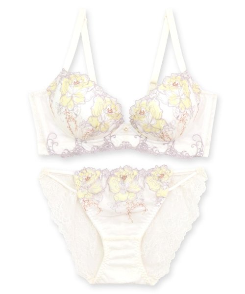 fran de lingerie(フランデランジェリー)/人気の盛り胸メイクノンワイヤープリント×刺繍のいいとこどりデザイン 「スタイルアップワイヤレスフローラ ペアブラジャー（ワイヤー無し）」 ノンワイヤーブラショー/img16