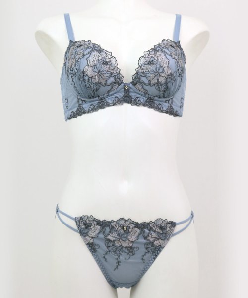 fran de lingerie(フランデランジェリー)/人気の盛り胸メイクノンワイヤープリント×刺繍のいいとこどりデザイン 「スタイルアップワイヤレスフローラ ペアブラジャー（ワイヤー無し）」 ノンワイヤーブラショー/img23