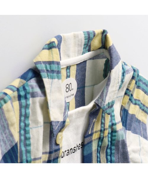 BRANSHES(ブランシェス)/【ペア】チェックシャツ重ね着風半袖カバーオール/img04