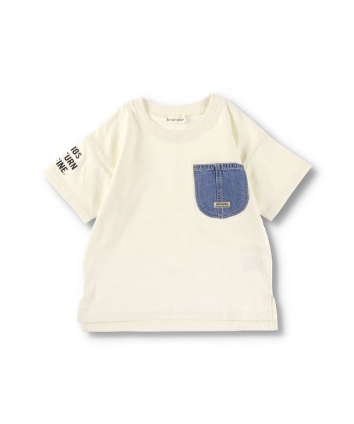 BRANSHES(ブランシェス)/【デニムポケット】袖ロゴ入り半袖Tシャツ/img01
