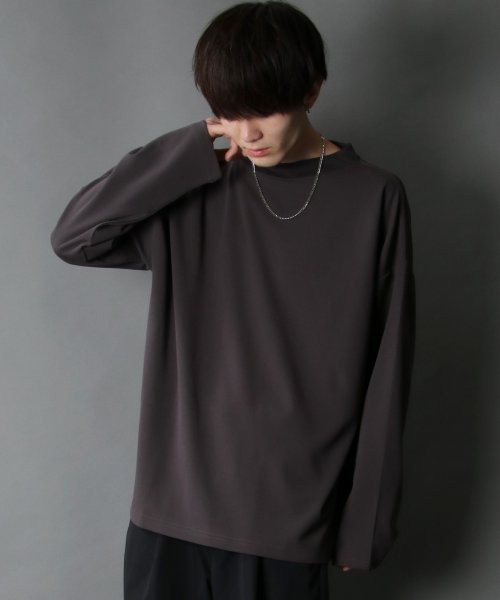 SITRY(SITRY)/【SITRY】カット ジョーゼット ワイドモックネック プルオーバー メンズ カット ロンＴ ハイネック/img12