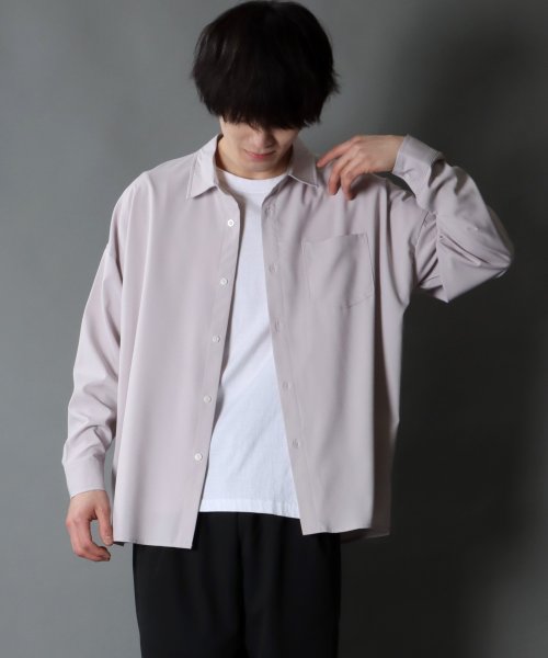 SITRY(SITRY)/【SITRY】オーバーサイズ ドロップショルダー ストレッチ シャツ メンズ 長袖シャツ 無地/img20