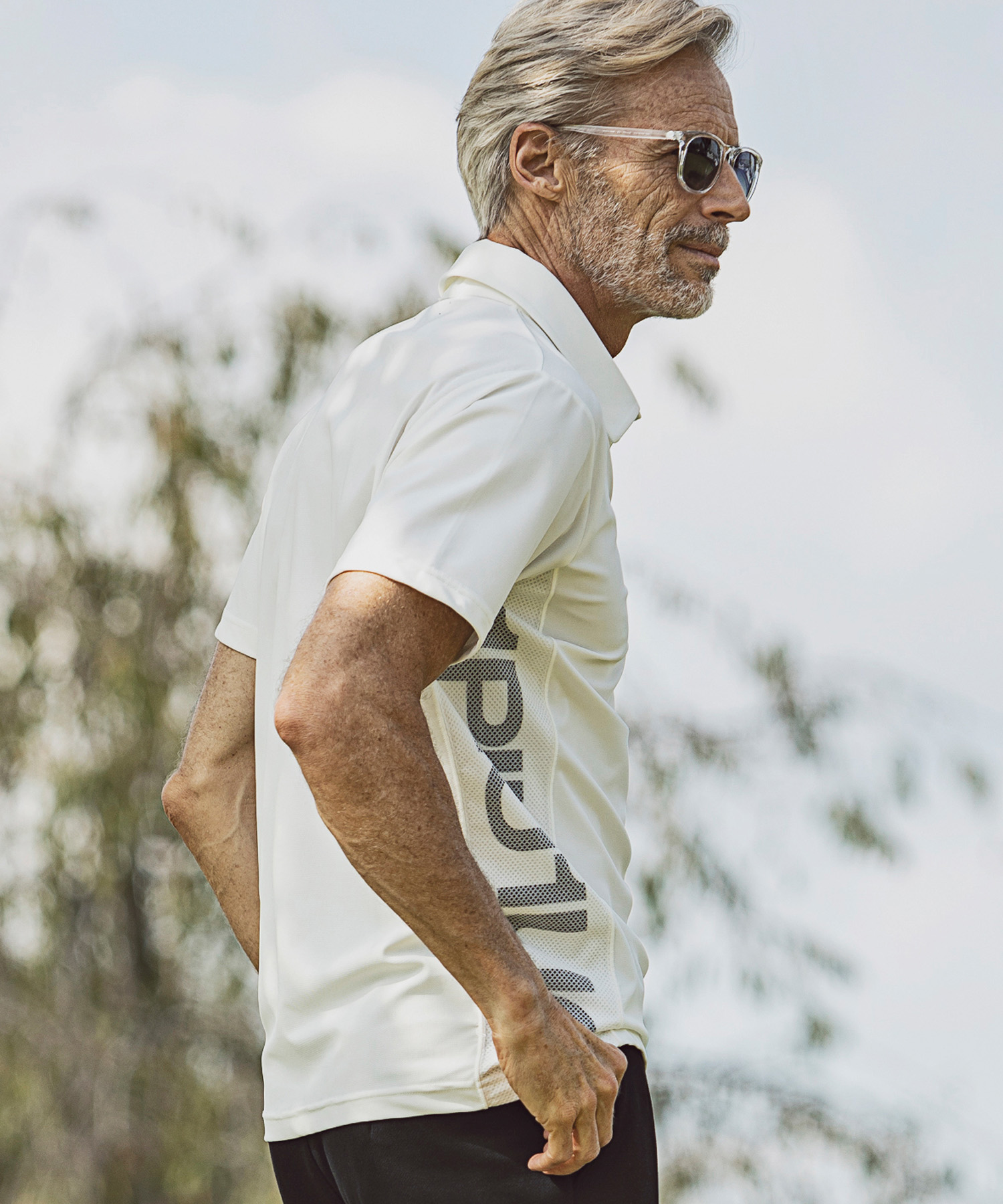 スーパーストレッチサイドメッシュロゴ半袖ポロシャツ(504599756