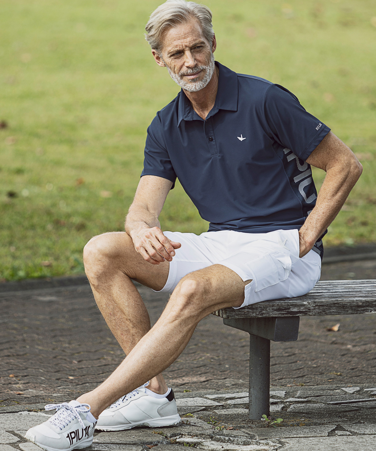 1PIU1UGUALE3 メッシュ半袖ポロシャツ グレー/ホワイト　Ⅴ（L） 1PIU1UGUALE3 GOLF 半袖ポロシャツ メンズ ウノピュウノウグァー