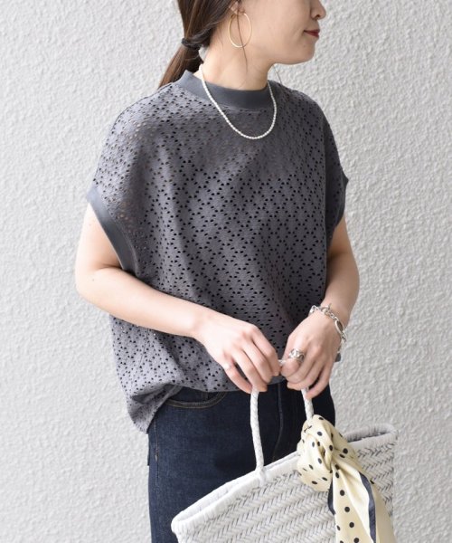 SHIPS WOMEN(シップス　ウィメン)/*〈手洗い可能〉アイレット クルーネック プルオーバー 24SS /img43