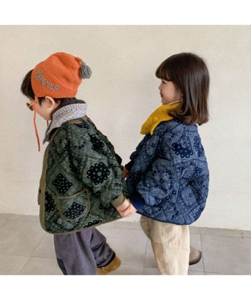 aimoha(aimoha（アイモハ）)/【aimoha－KIDS－】【新作】韓国子供服　バンダナ模様中綿ボアジャケット/img01