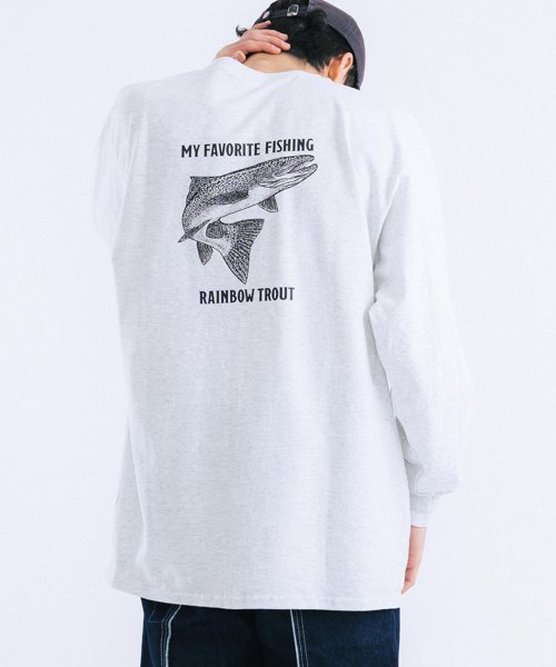 Rocky Monroe(ロッキーモンロー)/プリントTシャツ ロンT 長袖 メンズ レディース ウルトラコットン ビッグシルエット 丸胴 ストリート グラフィック ロゴ レトロ フィッシュ ニジマス トラ/img13