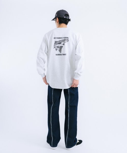 Rocky Monroe(ロッキーモンロー)/プリントTシャツ ロンT 長袖 メンズ レディース ウルトラコットン ビッグシルエット 丸胴 ストリート グラフィック ロゴ レトロ フィッシュ ニジマス トラ/img15