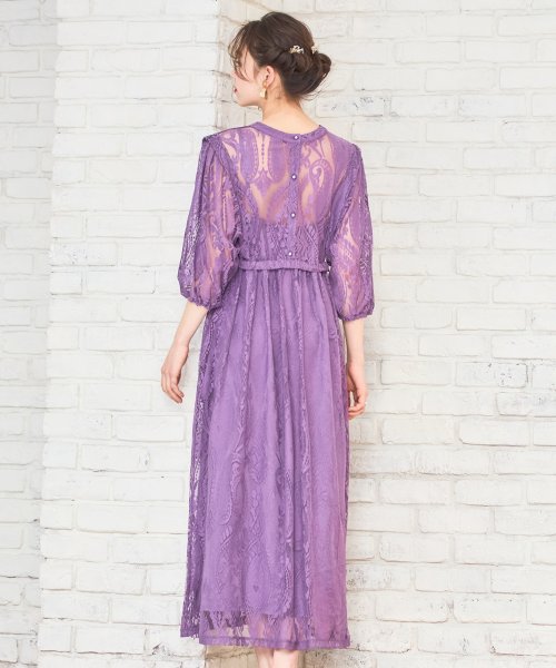 DRESS+(ドレス プラス)/ワンピース レース パーティードレス 前後2way インナー付き ロング丈結婚式 披露宴 二次会/img11