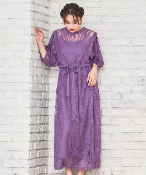 DRESS+(ドレス プラス)/ワンピース レース パーティードレス 前後2way インナー付き ロング丈結婚式 披露宴 二次会/img13