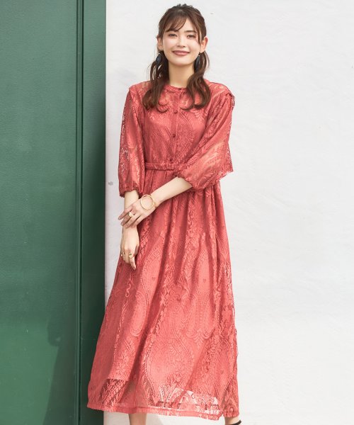 DRESS+(ドレス プラス)/ワンピース レース パーティードレス 前後2way インナー付き ロング丈結婚式 披露宴 二次会/img25