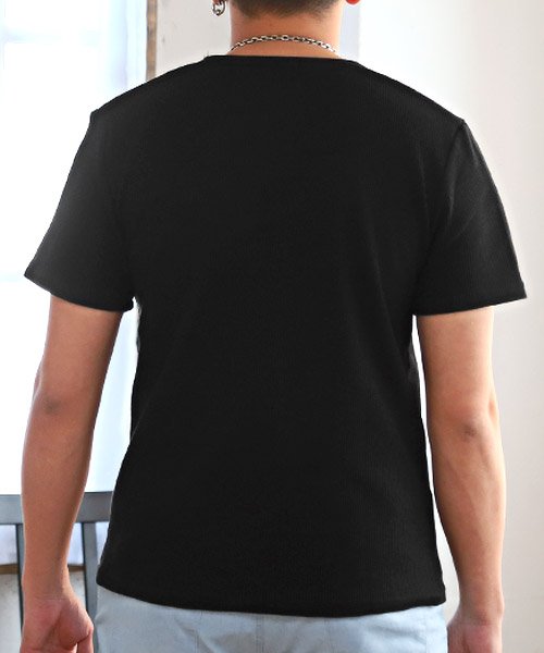 LUXSTYLE(ラグスタイル)/ワッフルヘンリーネックTシャツ/Tシャツ メンズ 半袖 ヘンリーネック ワッフル サーマル/img01