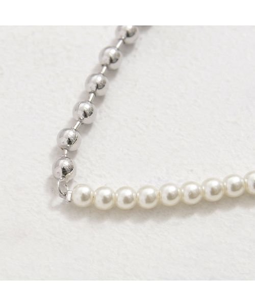 Rafu コンビネーションパールビーズネックレス メンズ シルバー パール チェーン ブランド アクセサリー ビーズ シンプル ストリート系 ラフ Rafu Magaseek