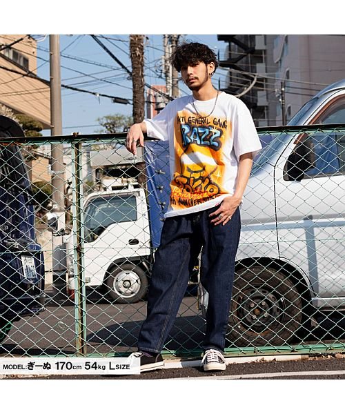 Razzis 周年スプレープリントtシャツ メンズ Razzis ラズ ブランド おしゃれ 大人 トップス カットソー 白 ストリートファッション ストリート ラズ Razz Magaseek