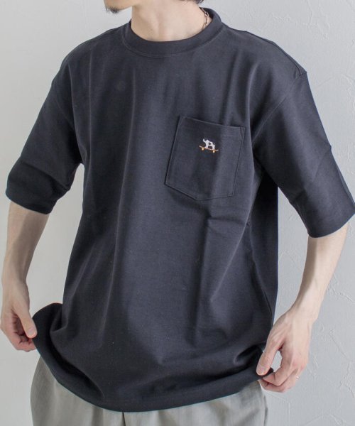 GLOSTER(GLOSTER)/【GLOSTER ROAD/グロスターロード】フレンチブルドッグ ワンポイント刺繍半袖Tシャツ/img29