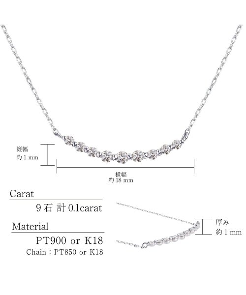 LARA Christie(ララクリスティー)/ララクリスティー ダイヤモンド 0.1ct スマイル ライン ネックレス ゴールド K18YG/img05