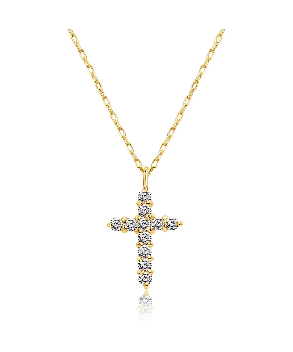 ララクリスティー ダイヤモンド 0.1ct スター クロス ネックレス ゴールド K18YG