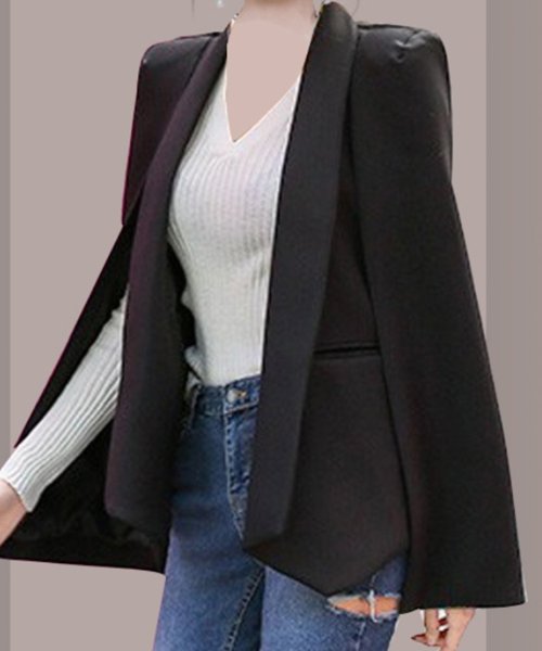 aimoha(aimoha（アイモハ）)/【Jasmine Grandiflorum】ケープ風ジャケットコート 韓国ファッション /img03