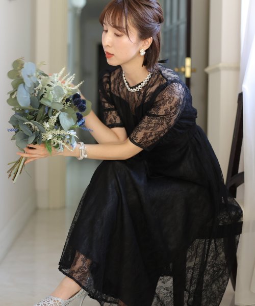 PourVous(プールヴー)/バックリボン総レースワンピース 結婚式 パーティードレス/img06