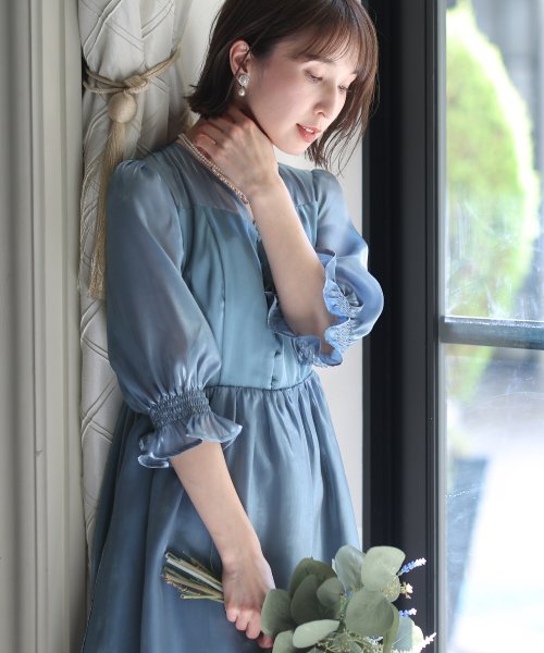 PourVous(プールヴー)/バックリボン付きシフォンワンピース 結婚式 パーティードレス/img06