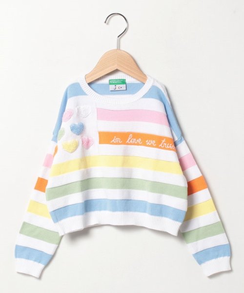 BENETTON (UNITED COLORS OF BENETTON GIRLS)(ユナイテッド　カラーズ　オブ　ベネトン　ガールズ)/JCCキッズベリーショート丈ラウンドネック長袖コットンニット・セーターG/img02