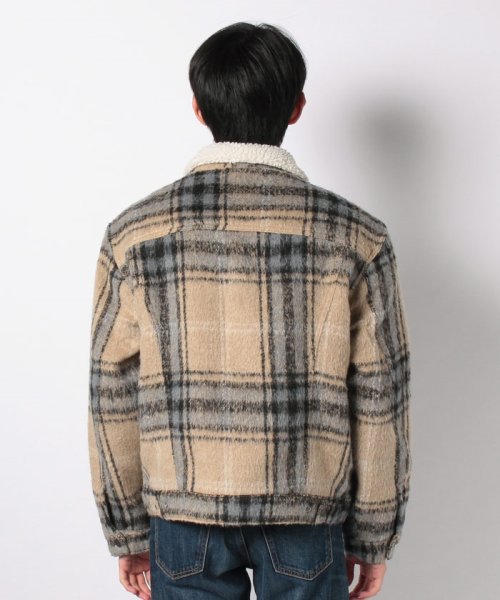 LEVI’S OUTLET(リーバイスアウトレット)/VTG FIT SHERPA TRUCKER OVERSIZE CAMEL BLUE PLAID TRUCKER/img02