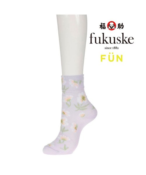 fukuske FUN(フクスケ ファン)/福助 公式 靴下 レディース fukuske FUN キレイ見え ルームソックス 花柄  クルー丈 3162－81k<br>23－24cm オフホワイト 婦人 /img01