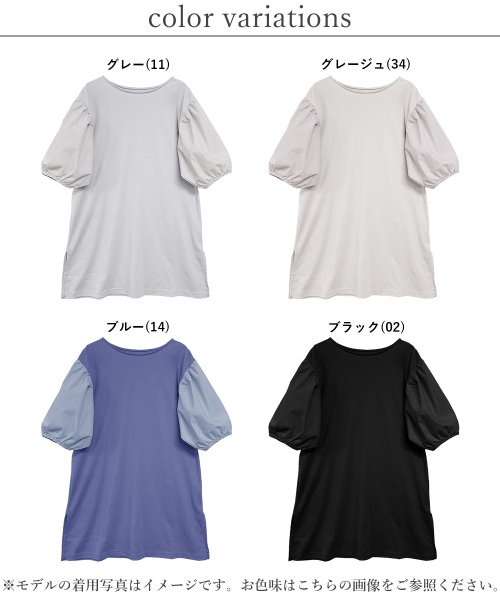 Fizz(フィズ)/ボリューム袖切替えシルケットスムースチュニック　CHiLL365 SS 半袖　Tシャツ/img01