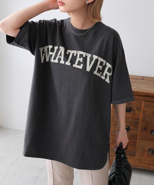 and　Me...(アンドミー)/ピグメント加工半袖WHATEVERかすれロゴプリントTシャツ トップス/img09