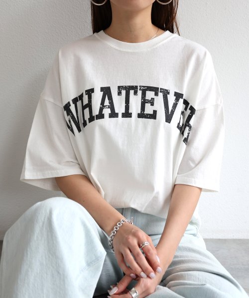 and　Me...(アンドミー)/ピグメント加工半袖WHATEVERかすれロゴプリントTシャツ トップス/img17