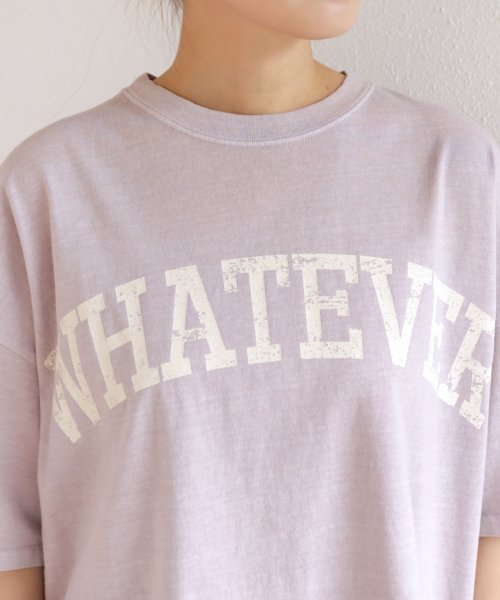 and　Me...(アンドミー)/ピグメント加工半袖WHATEVERかすれロゴプリントTシャツ トップス/img40