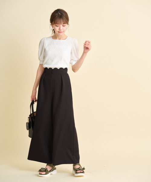 tocco closet(トッコクローゼット)/シフォン切り替え後ろレースアップリブカットプルオーバー/img07