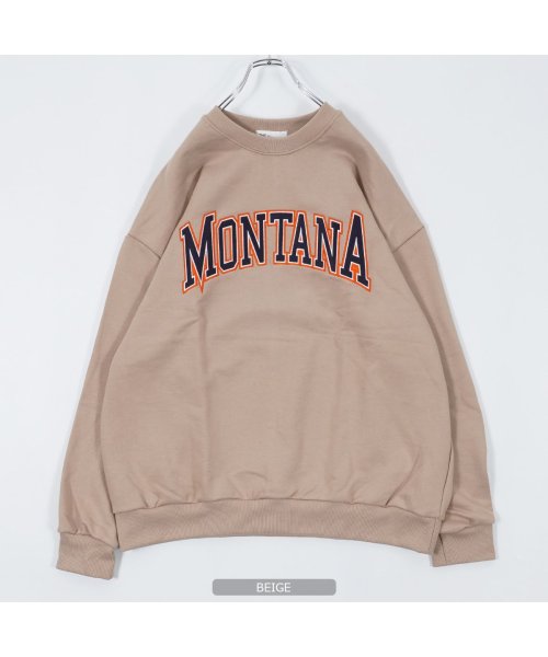 1111clothing(ワンフォークロージング)/オーバーサイズ スウェット メンズ トレーナー レディース ◆MONTANA ワッペン刺繍  スウェットシャツ◆ ビッグシルエット プルオーバー 長袖 トップス/img15